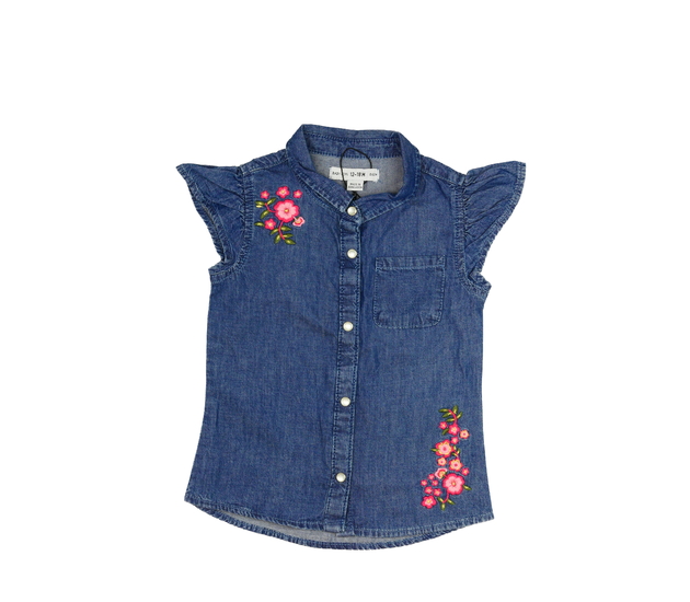 Modrá riflová košile s květinami Primark