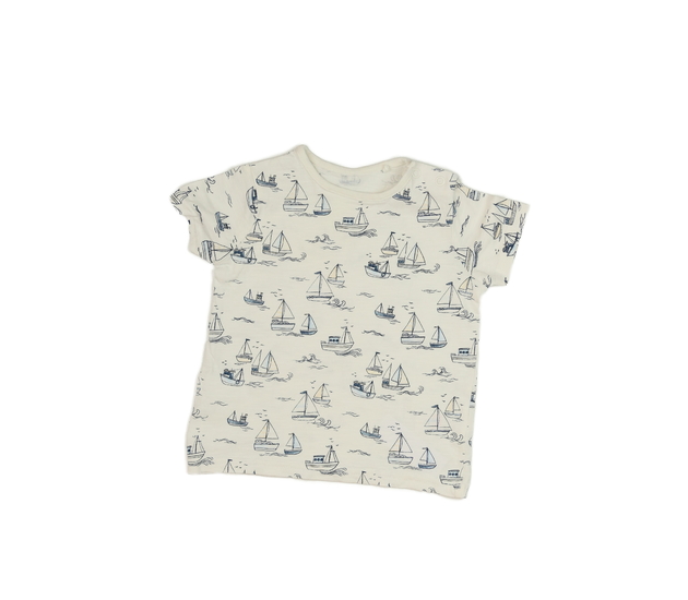 Krémové triko s plachetnicemi Tu