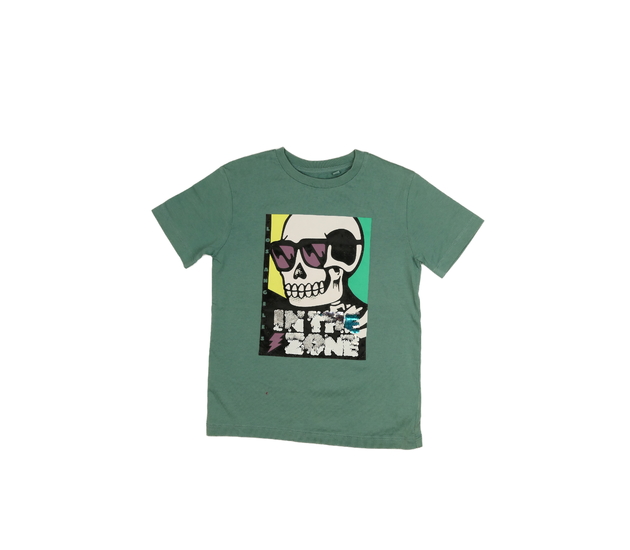 Zelené stylové triko s lebkou Next