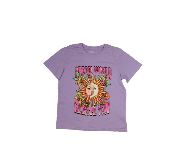 Fialové triko s květinami a sluncem Primark