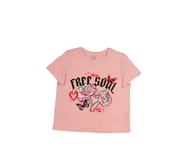 Růžové kratší triko s růžemi Primark