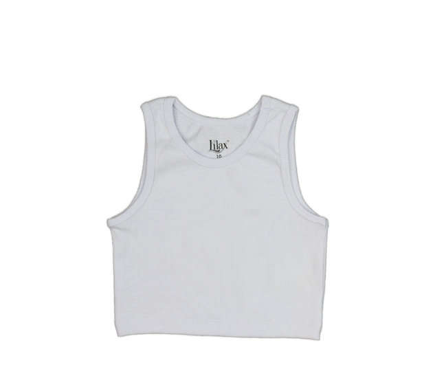 Bílý žebrovaný crop top