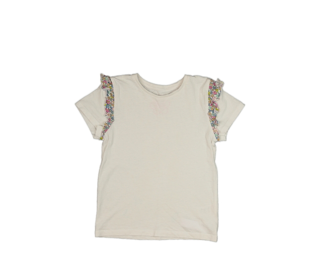 Bílé triko s květinovými volánky 