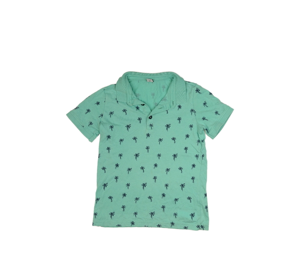 Zelené triko s palmami a límečkem Tu
