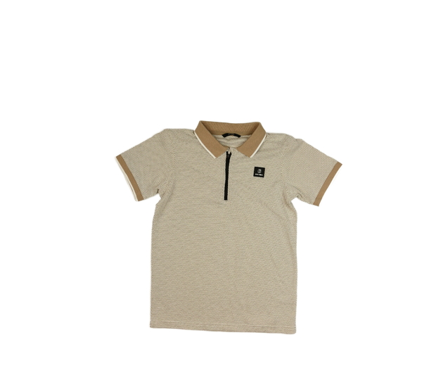 Hnědo-krémové triko s límečkem George