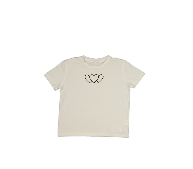 Smetanové kratší triko se srdcem 