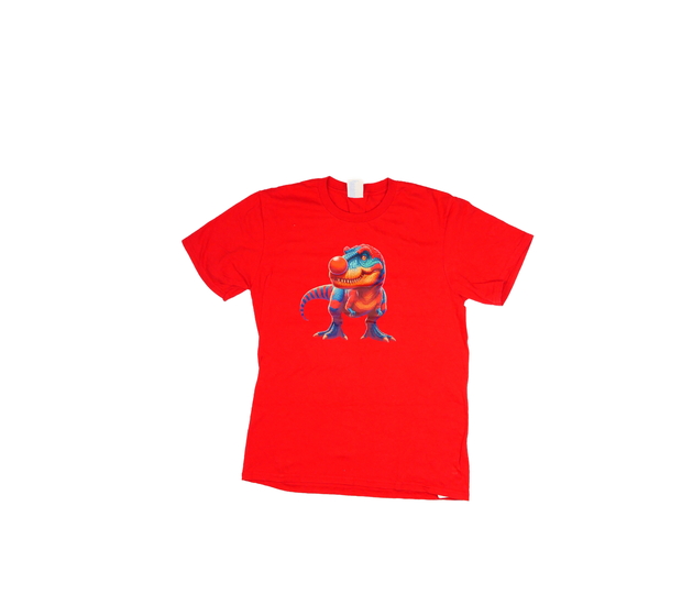 Červené triko s vtipným dinosaurem 
