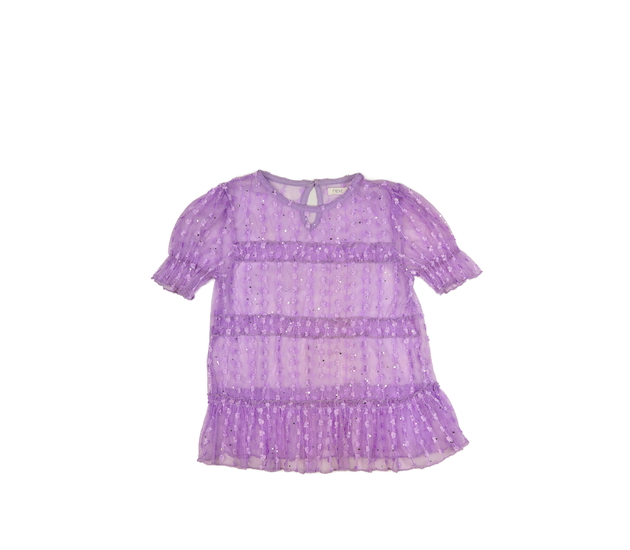 Průhledná fialová halenka s volánky Next