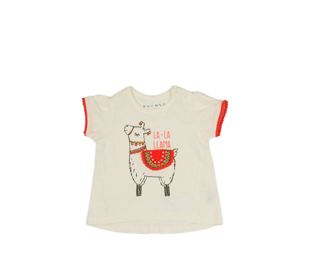 Smetanové triko s lamou a oranžovými detaily Nutme