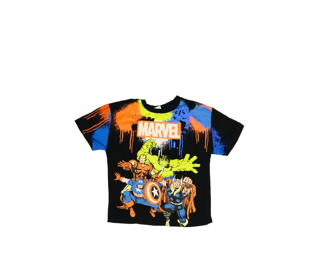 Černé triko s hrdiny Marvel Nutmeg