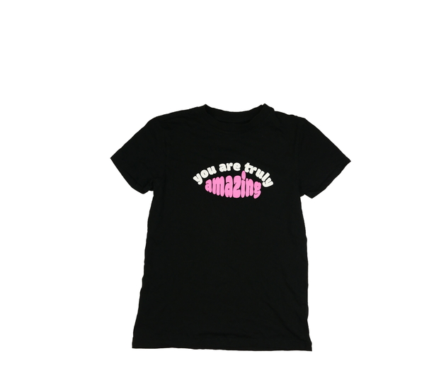 Černé triko s nápisem EUR 32/34 Primark