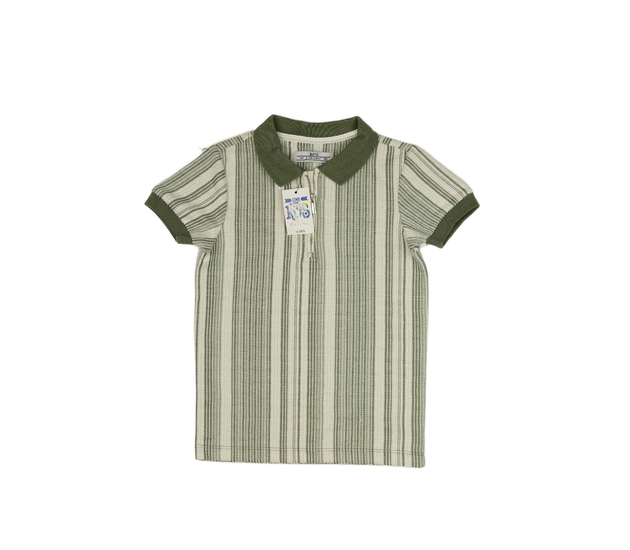 Nové pruhované triko zeleno-bílé s límečkem 