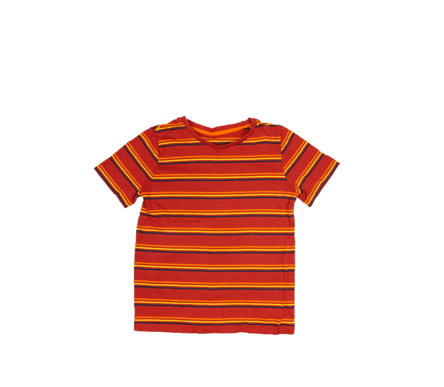 Červené triko s barevnými pruhy Tu