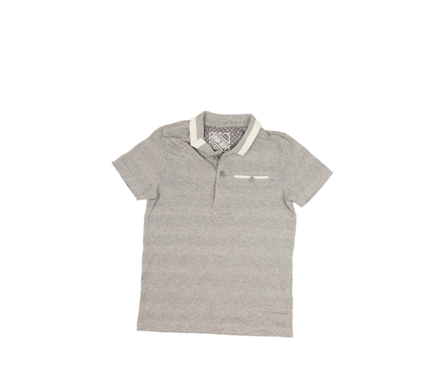 Šedé melírované triko s límečkem