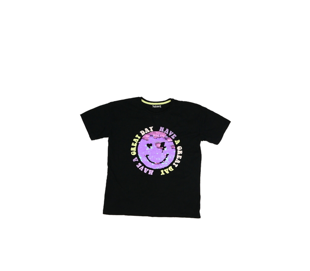 Černé triko se smajlíkem z flitrů Nutmeg