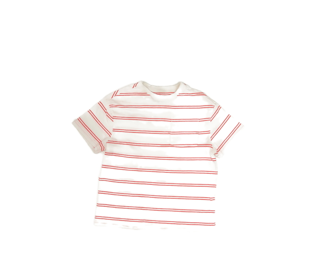 Bílé triko s červenými pruhy a kapsou M&S