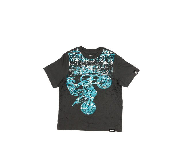 Šedé triko s cool potiskem motorkáře No Fear