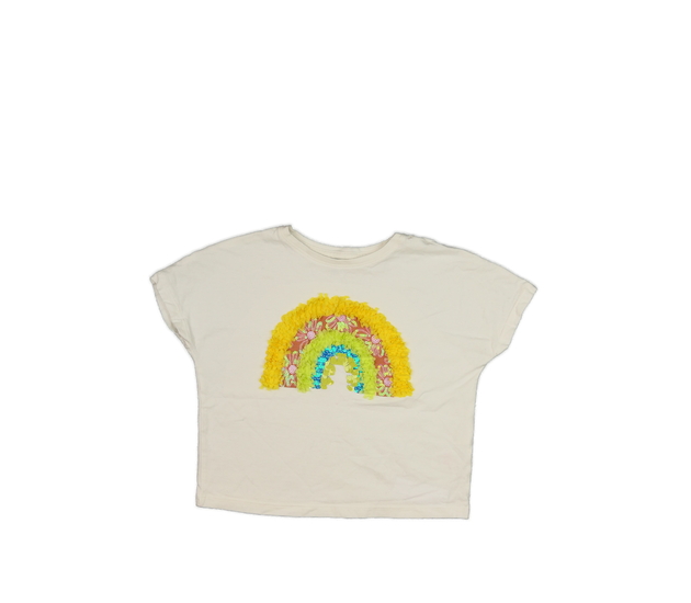 Bílé crop triko s duhou Tu