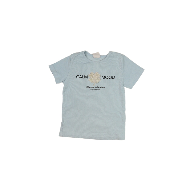 Modré kratší žebrované triko Zara