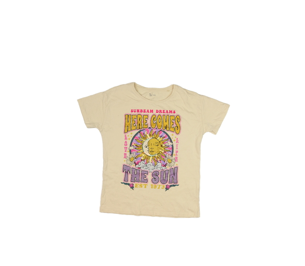 Krémové triko s barevným potiskem Tu