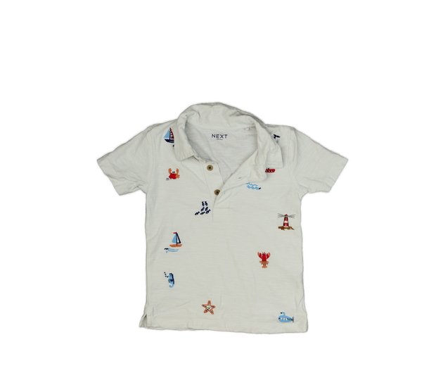 Bílé polo triko s mořskými obrázky Next