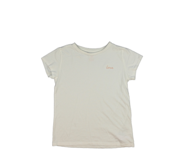 Bílé triko s růžovým malým nápisem H&M