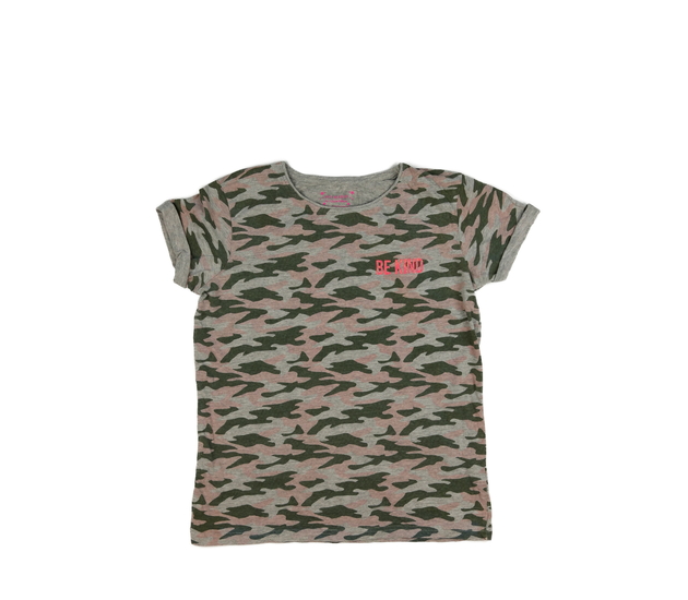 Maskáčové triko s růžovým nápisem Primark 