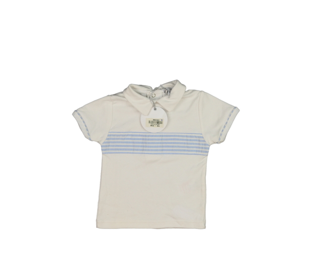 Nové krémovo-modré triko s límečkem 