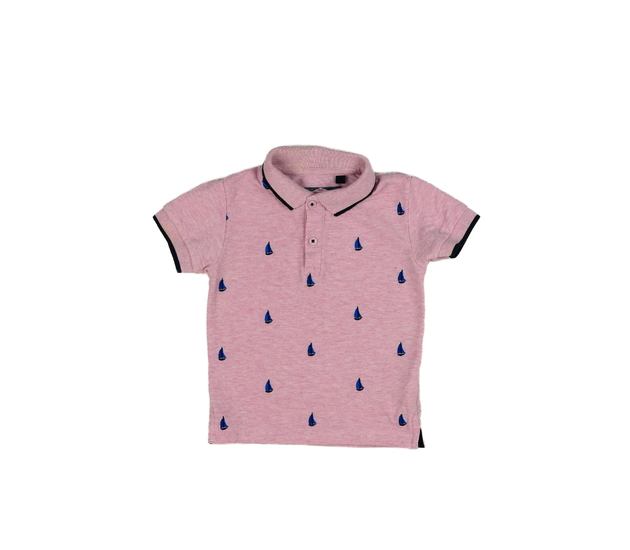 Růžové triko s límečkem a plachetnicí Next