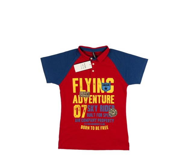 Nové modro-červené triko s nápisy 