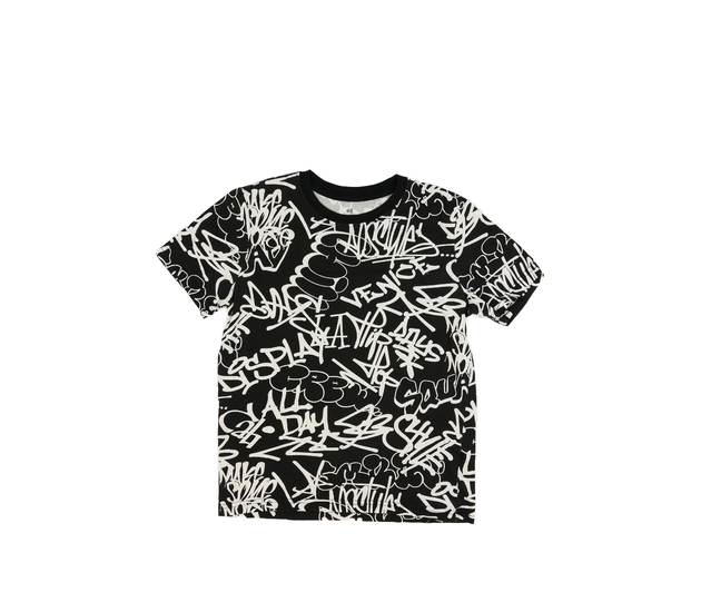 Černé triko s bílými nápisy H&M