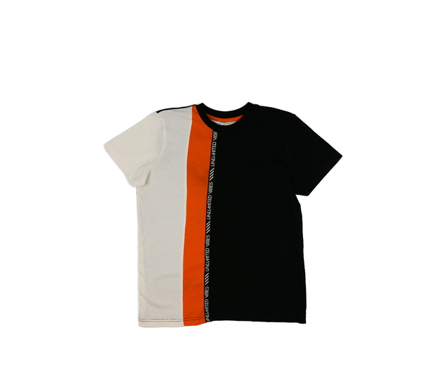 Černé triko s bílo-oranžovým pruhem Nutmeg