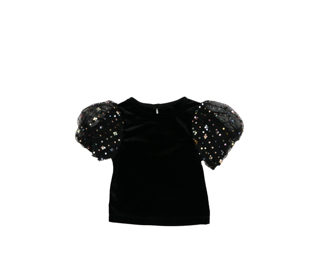 Černé společenské triko s bohatými rukávy Nutmeg