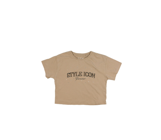 Hnědé crop triko s kamínky F&F