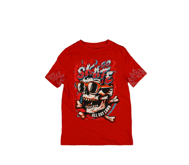 Červené stylové triko s lebkou F&F