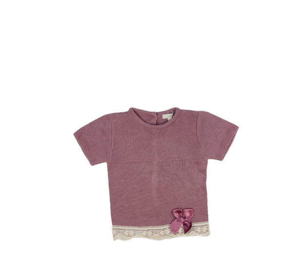 Fialové pletené triko s krajkou 