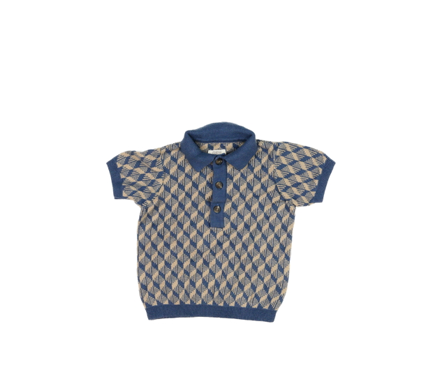 Modro-hnědé pletené triko s límečkem 