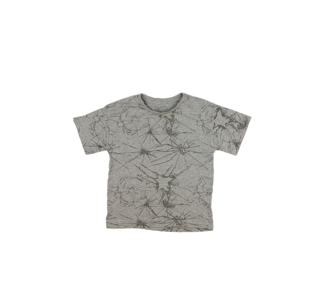 Šedé melírované triko se vzory 