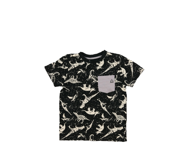 Černé triko s dinosaury Nutmeg 