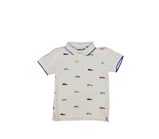 Bílé triko s auty a límečkem Next