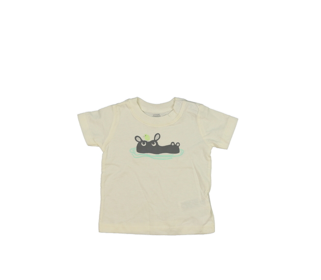 Krémové triko s hrochem a ptáčkem