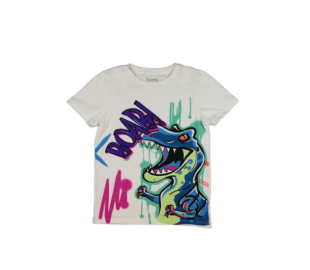 Bílé triko s cool potiskem dinosaura Nutmeg