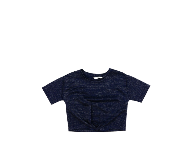 Modrý lesklý crop top George