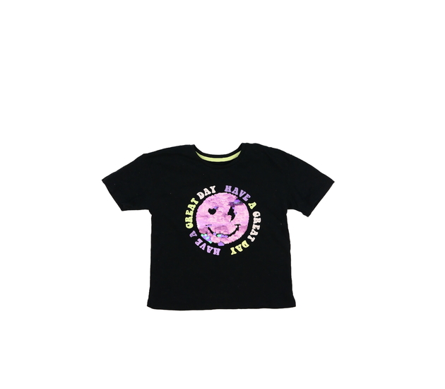 Černé triko se smajlíkem z flitrů Nutmeg