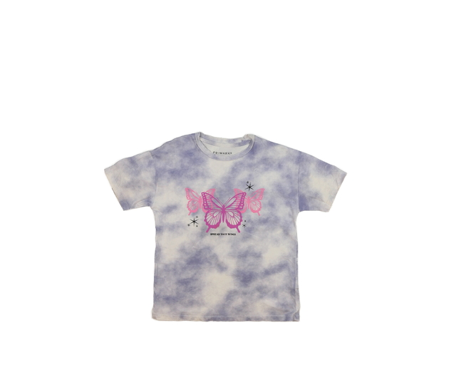 Batikované triko s motýlem Primark 