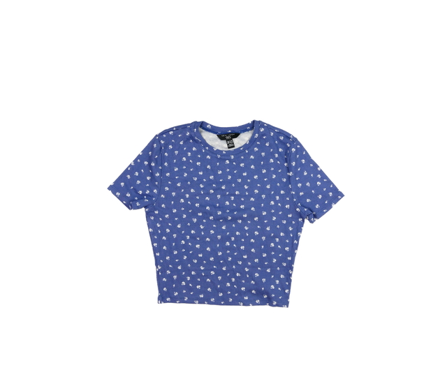 Modrý crop top s květinami vel. 170 New Look