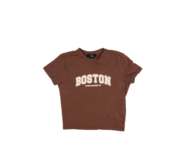 Hnědý crop top s nápisem New Look 