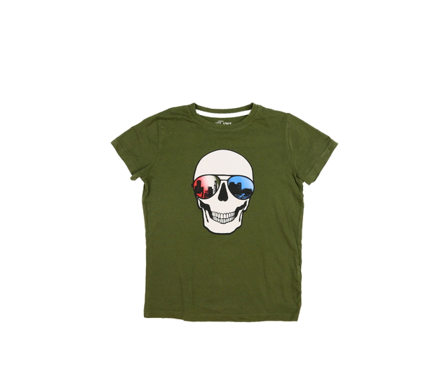 Zelené stylové triko s lebkou 