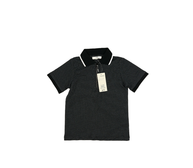 Nové černé vzorované triko s límečkem 