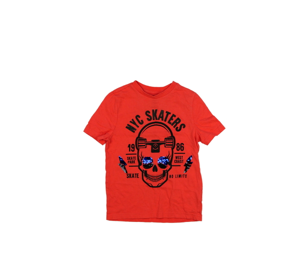 Oranžové stylové triko s lebkou F&F